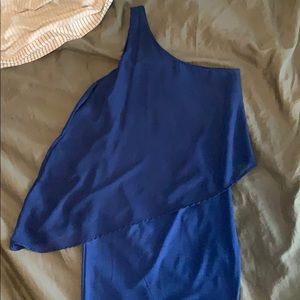One shoulder blue dress